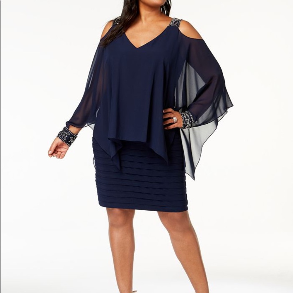 Betsy and Adam cold shoulder popover dress